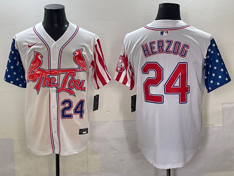Men 2025 St.Louis Cardinals #24 Herzog White a generation of national flags Joint Name Nike MLB Jersey style 5->st.louis cardinals->MLB Jersey